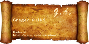 Greger Anikó névjegykártya